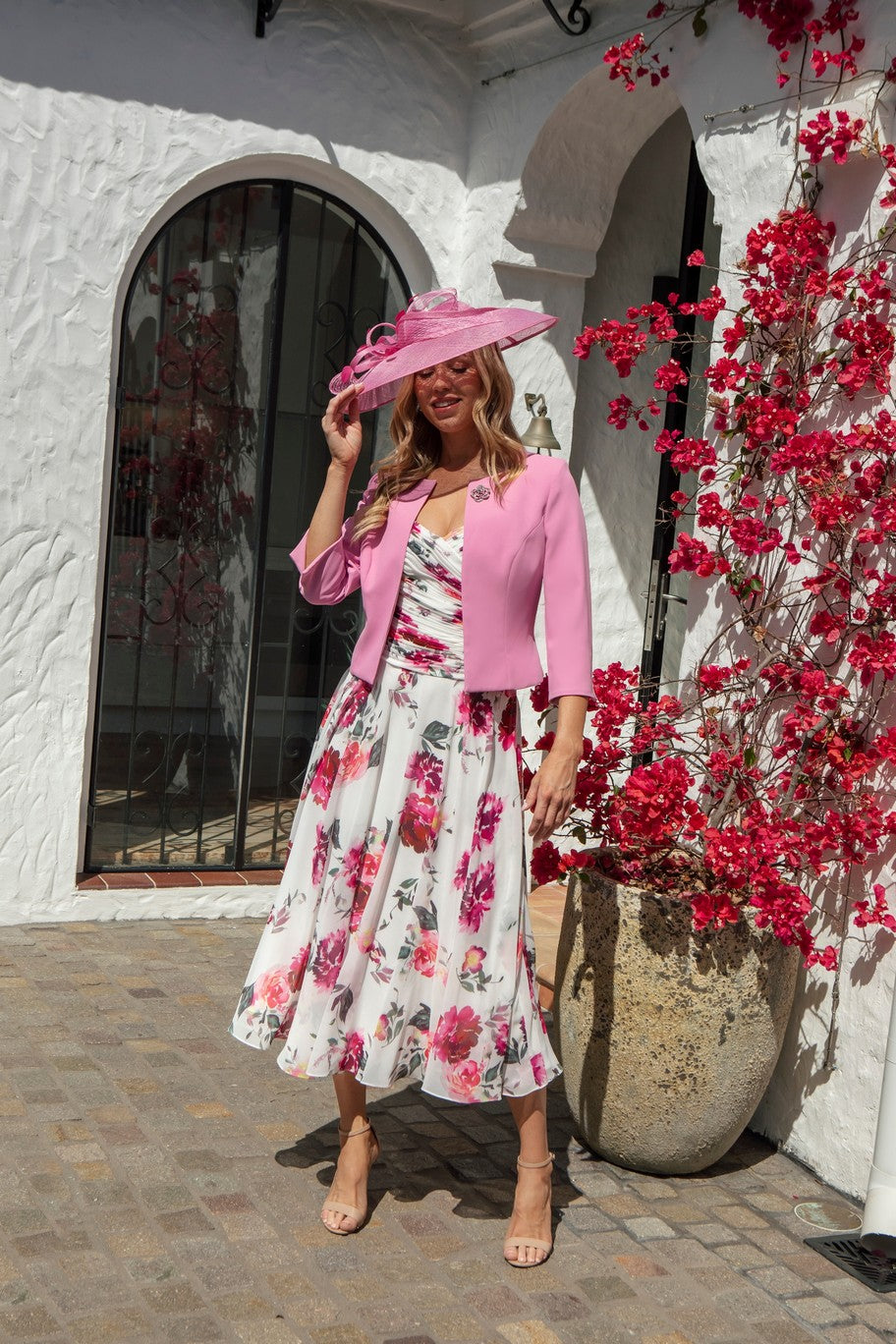 Condici Chiffon Dress in Bohemian Rose with Crepe Jacket