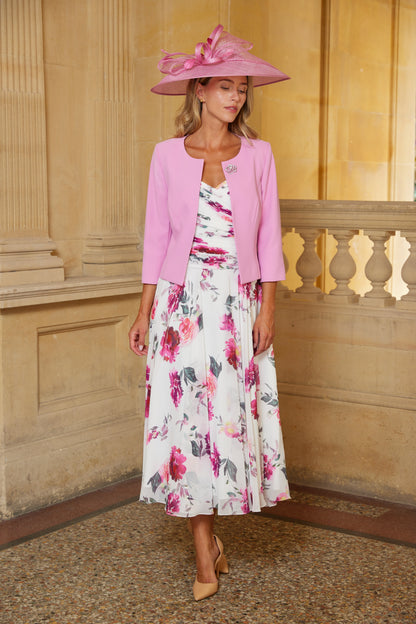 Condici Chiffon Dress in Bohemian Rose with Crepe Jacket