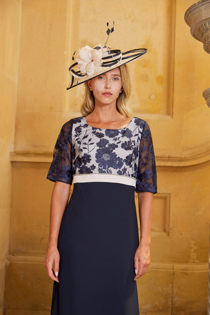 Condici ‘Fit and Flare’ Dress and Jacket Suit in Rosewater Pink and Navy Blue