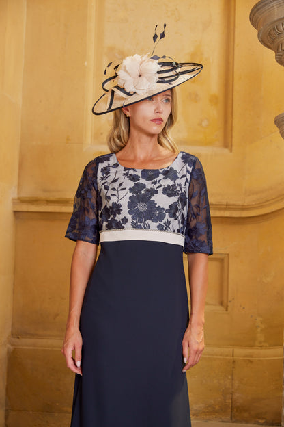 Condici ‘Fit and Flare’ Dress and Jacket Suit in Rosewater Pink and Navy Blue