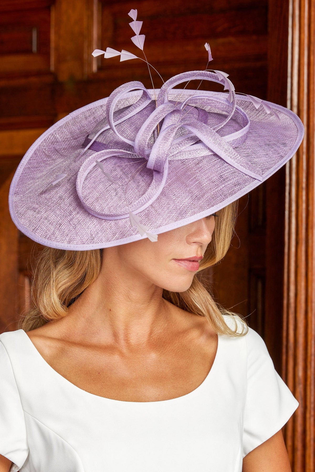 Condici Picture Perfect Fascinator with Coque feathers in Lavender