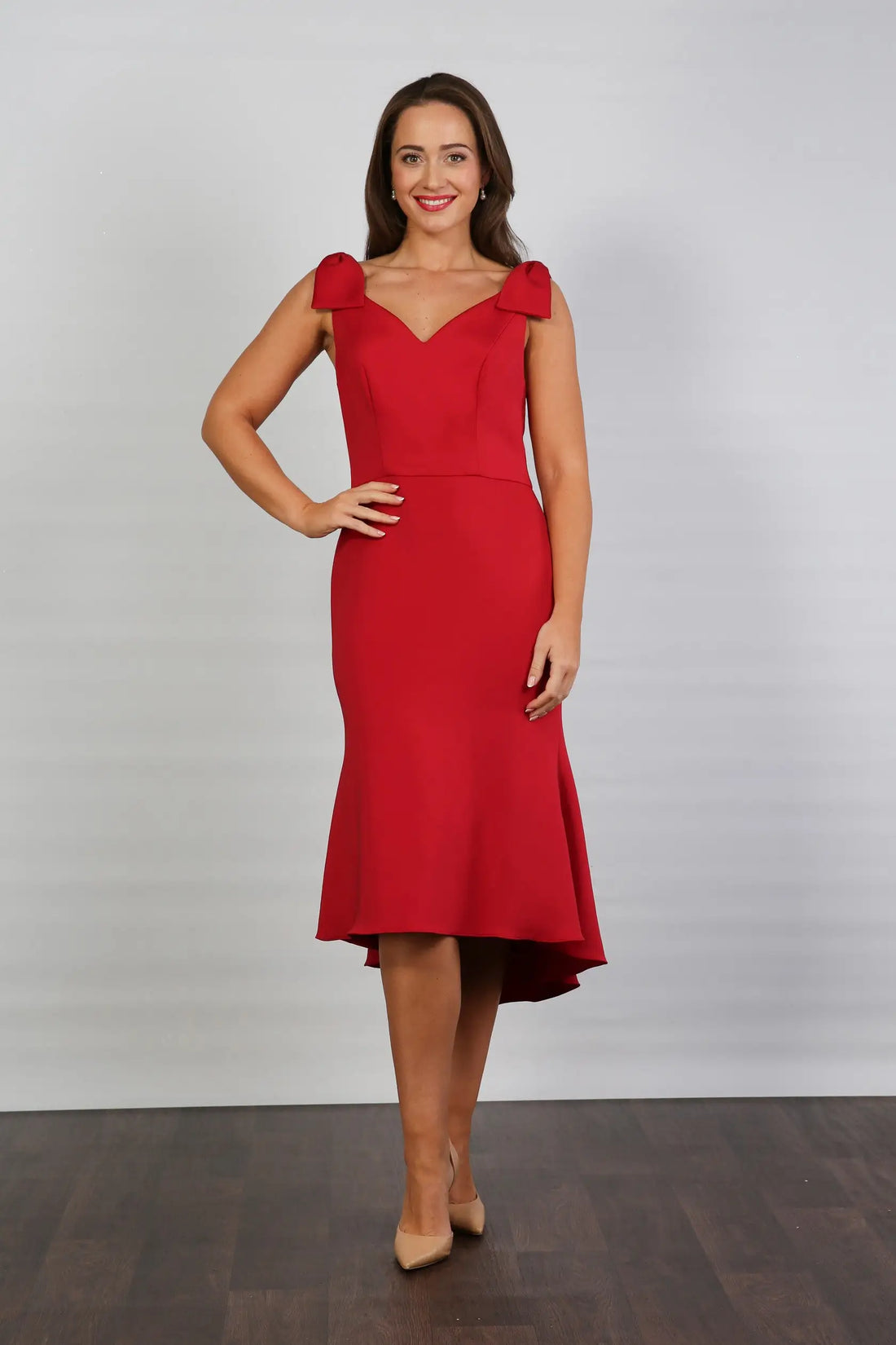 Cherry Red Fit and Flare Jersey Dress