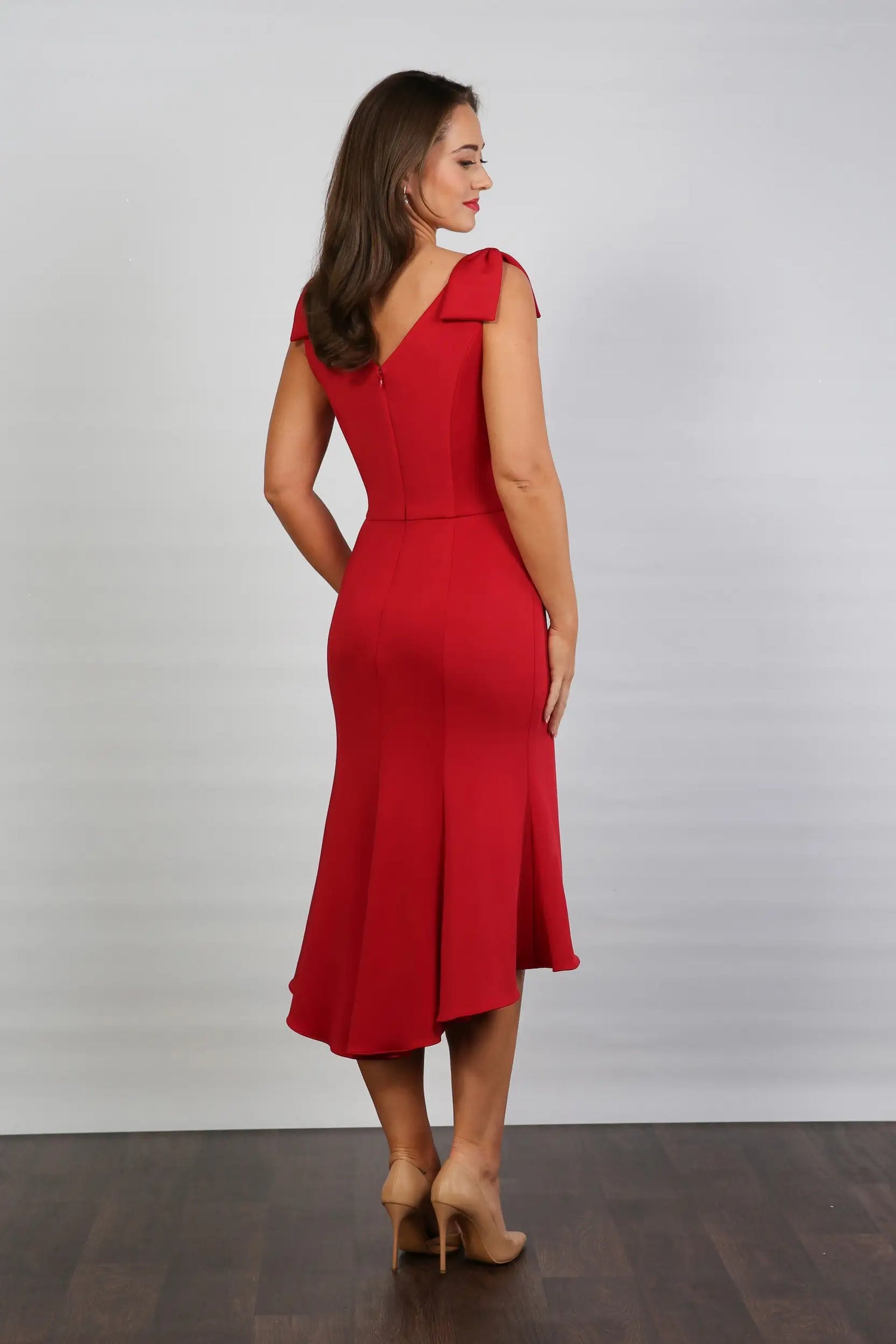 Cherry Red Fit and Flare Jersey Dress