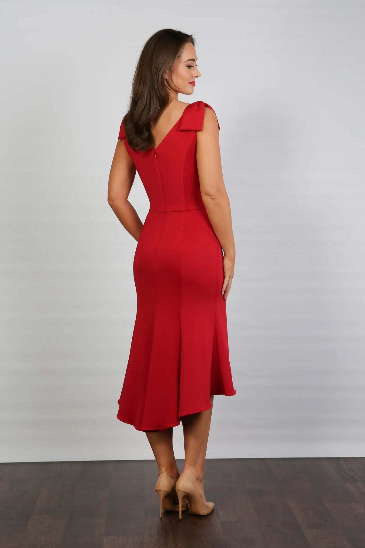 Cherry Red Fit and Flare Jersey Dress
