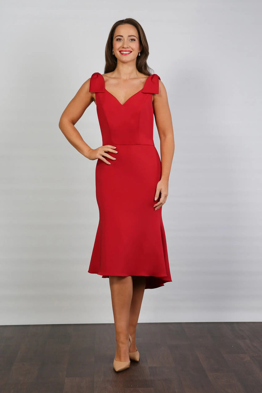 Cherry Red Fit and Flare Jersey Dress