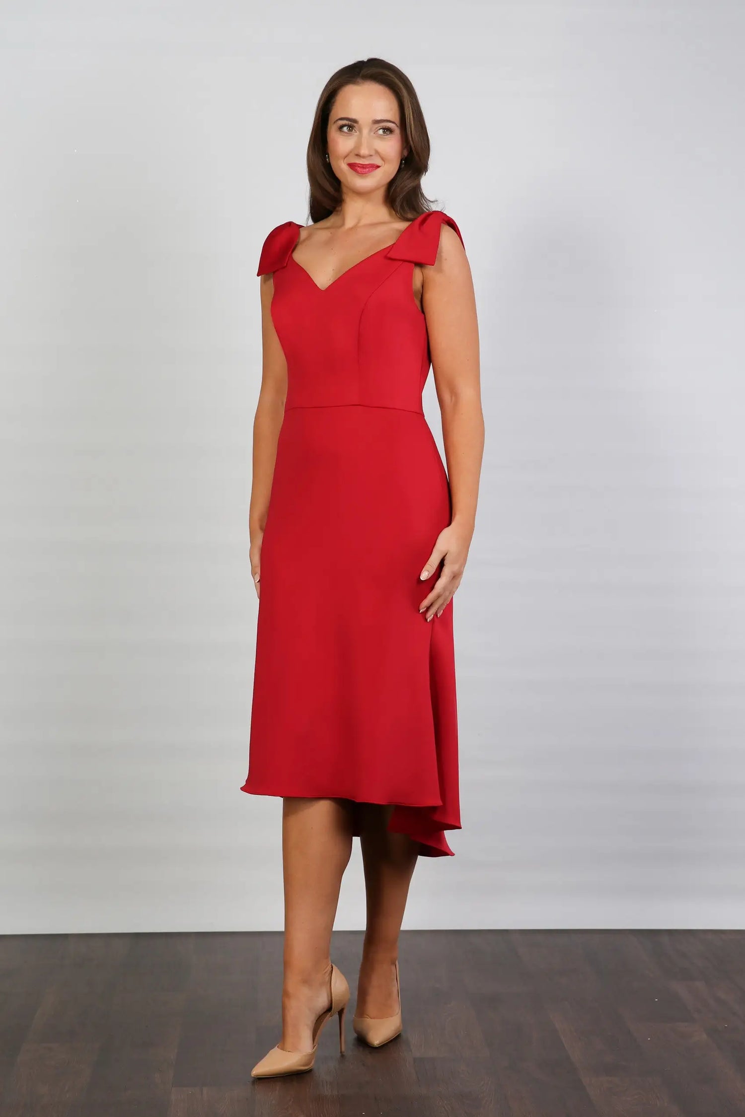 Cherry Red Fit and Flare Jersey Dress
