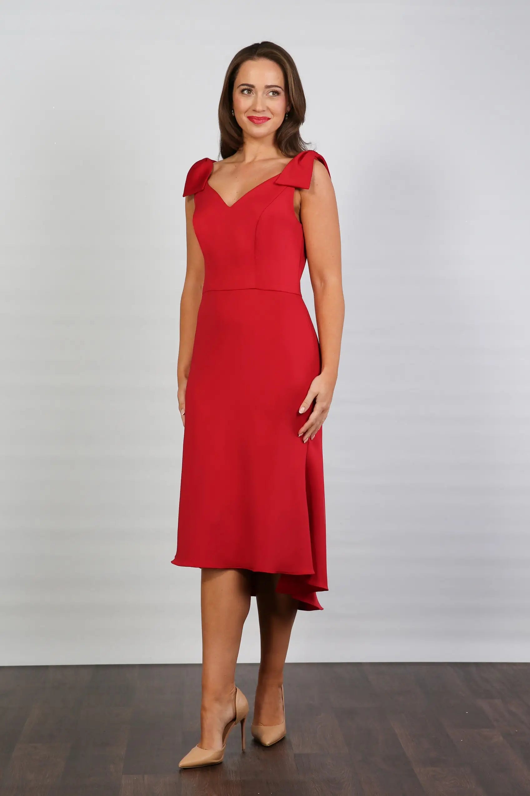 Cherry Red Fit and Flare Jersey Dress
