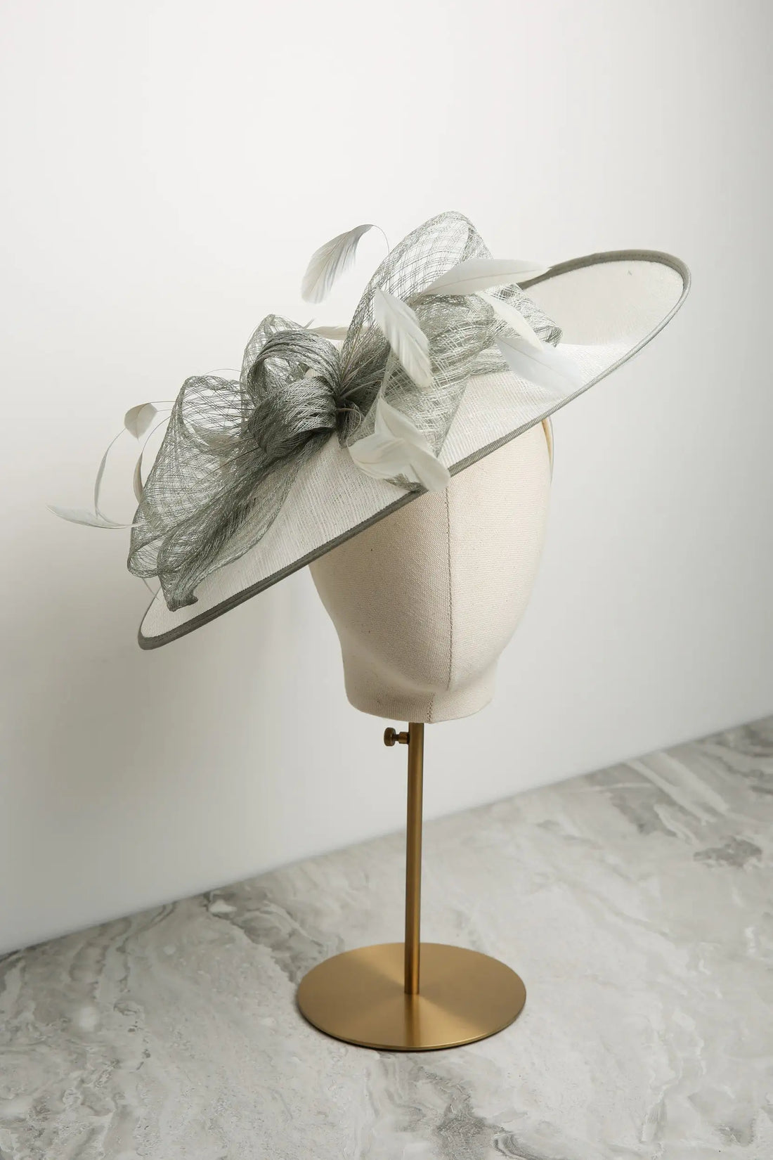 Condici Fascinator Soft Trim &amp; Feathers in Cream &amp; Rosemary