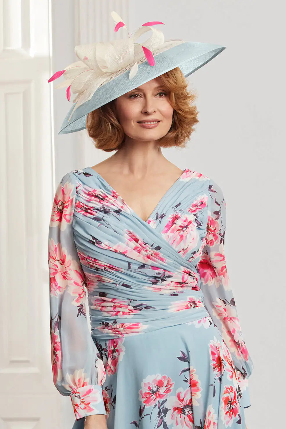 Condici Long Sleeve Chiffon Occasion Dress in Ashley Floral Print