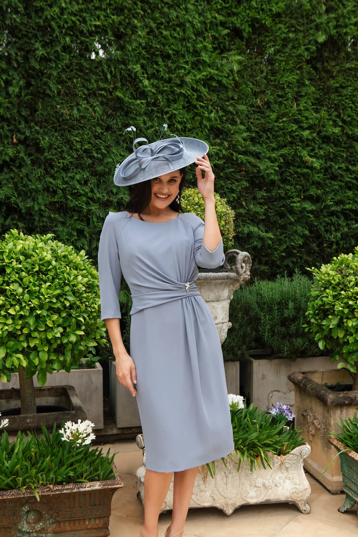 Ispirato Picture Perfect Fascinator with Coque Feathers in Misty Blue