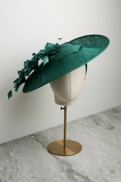 Picture Perfect Fascinator with Cascade of Coque Feathers in Emerald