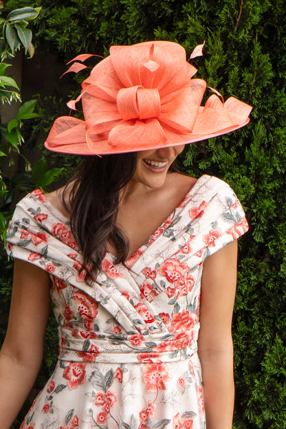 Traditional Ispirato Sinamay Hat in Hibiscus Sunset