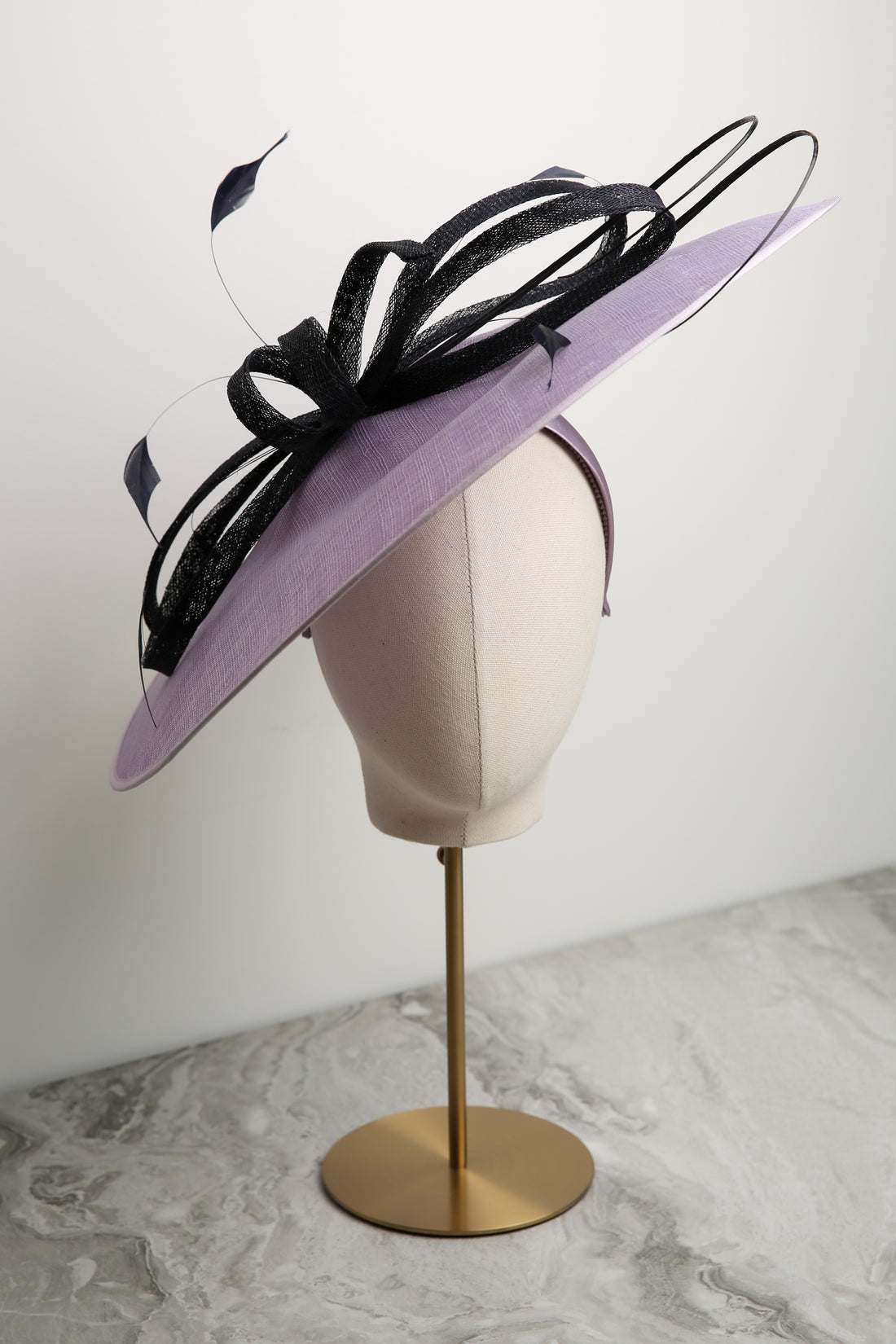 Large Disc Fascinator by Ispirato in Viola and Navy