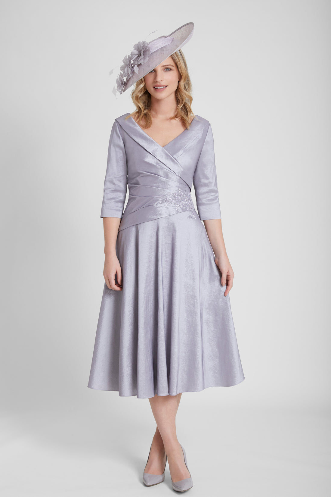 Ispirato Stretch Taffeta Special Occasion Dress with Sleeves in Starlight