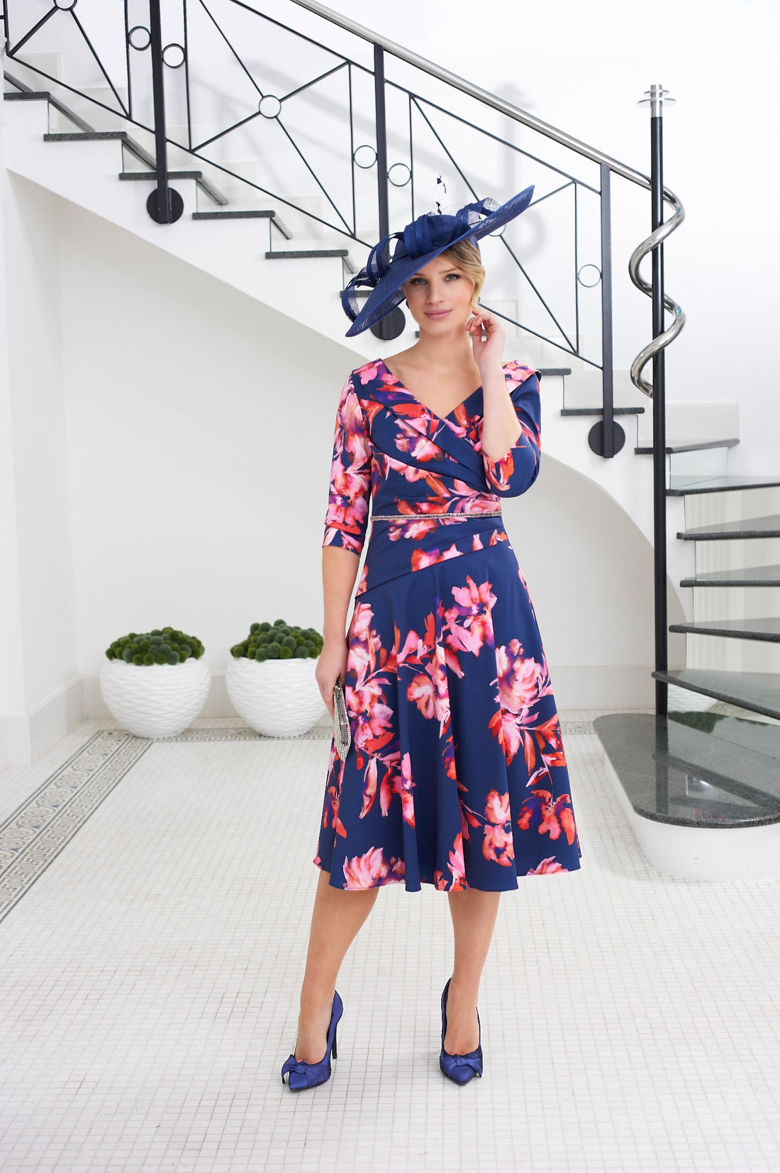Ispirato Special Occasion Dress with sleeves in Carmella Print