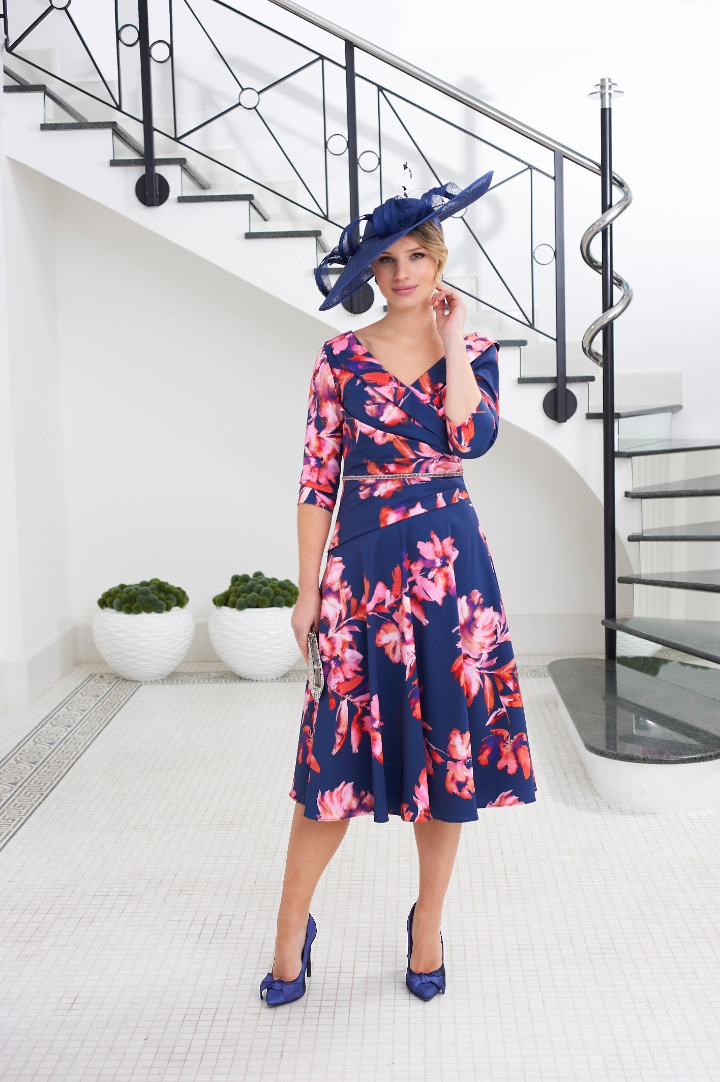 Ispirato Special Occasion Dress with sleeves in Carmella Print