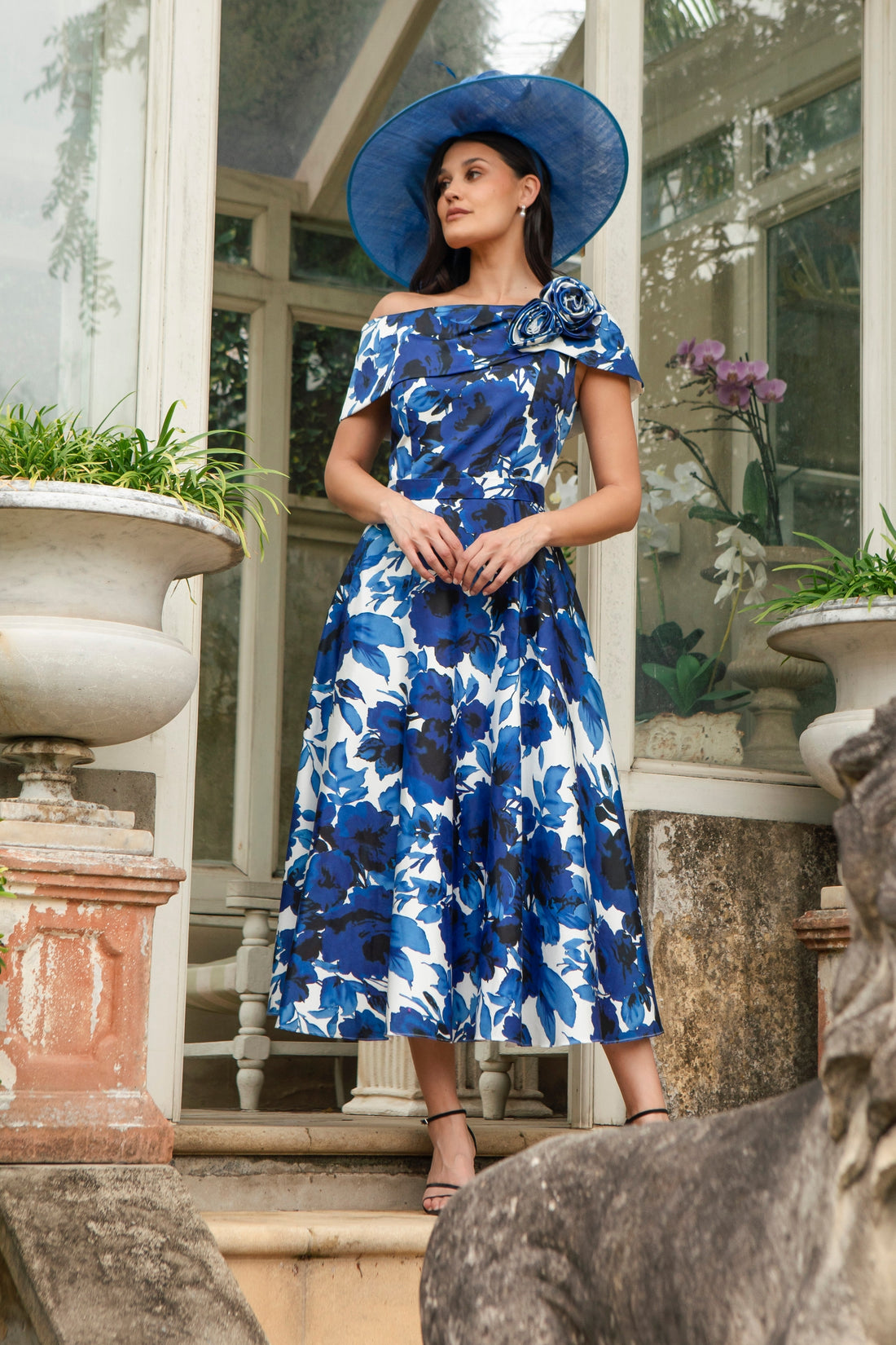 Ispirato ‘Bardot’ Style Dress in Cool Cotton Capri Print