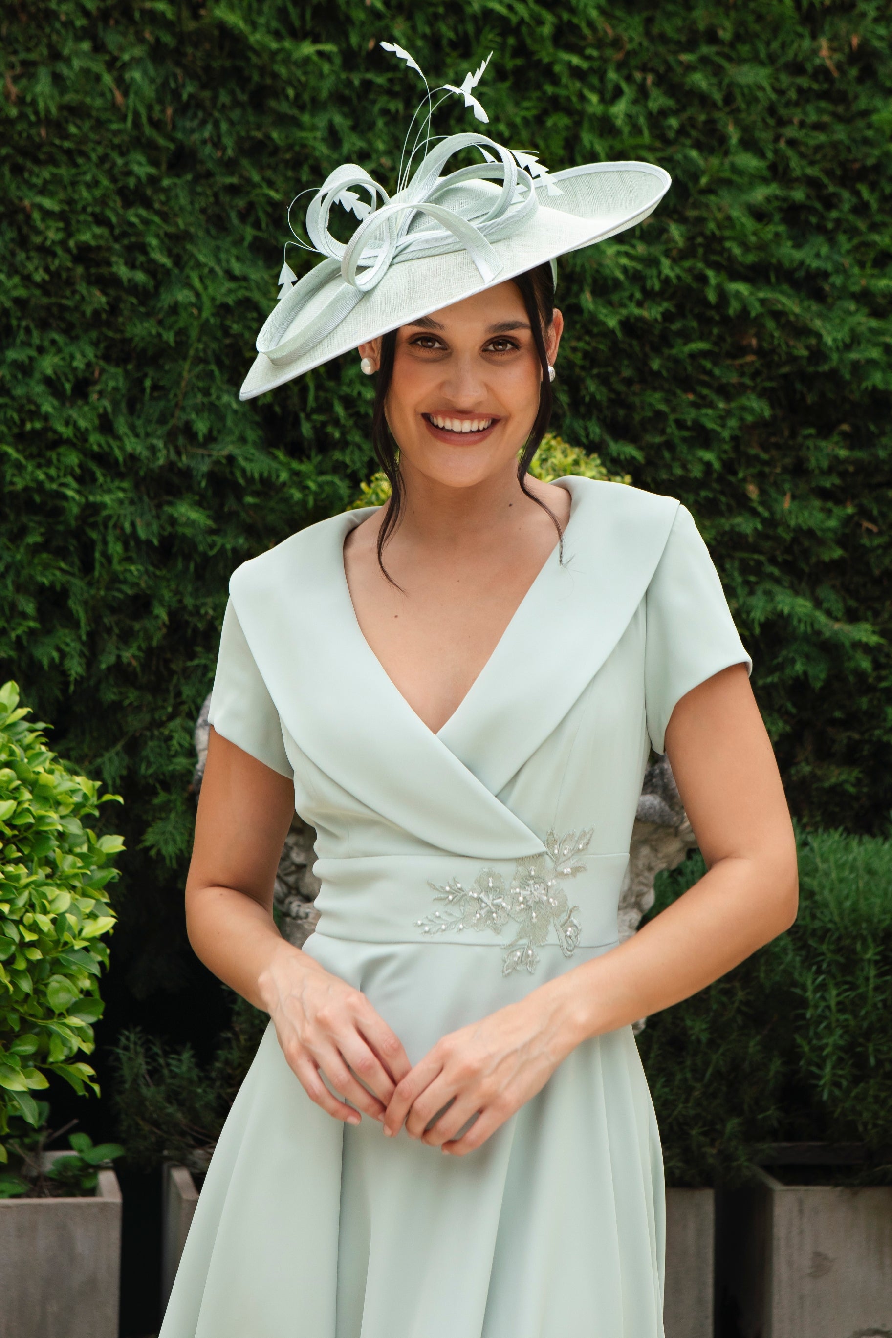 Ispirato Softly Flared Dress with Sleeves in Meadow Mist