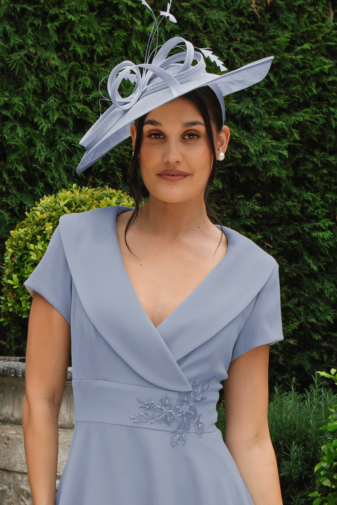 Ispirato Softly Flared Dress with Sleeves in Misty Blue