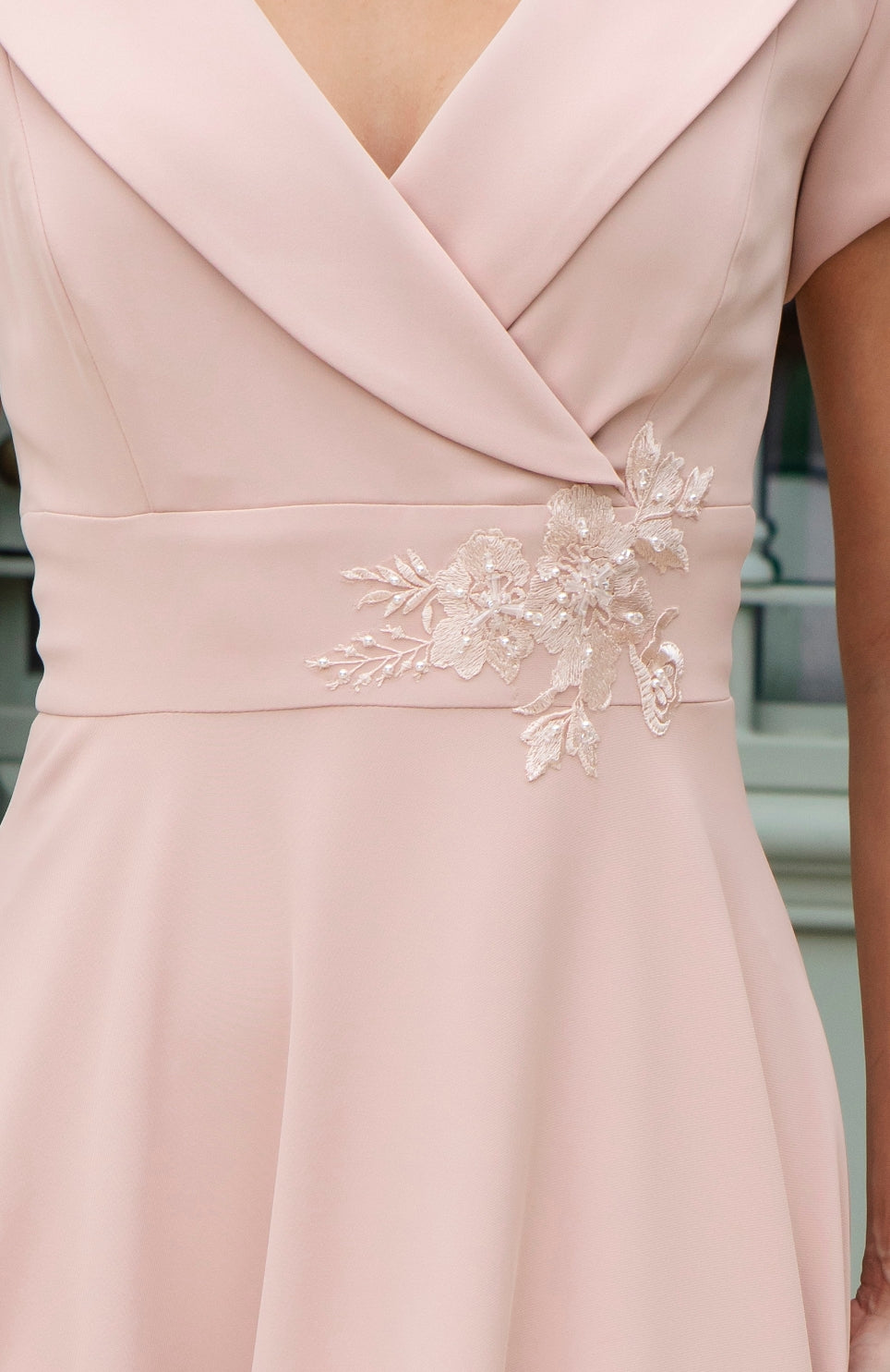 Ispirato Softly Flared Dress with Sleeves in Misty Rose