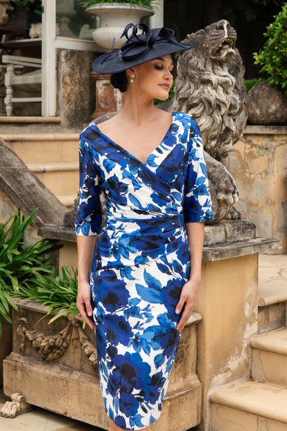 Classic Ispirato Wrap Front Dress in Cool Cotton Capri Blue