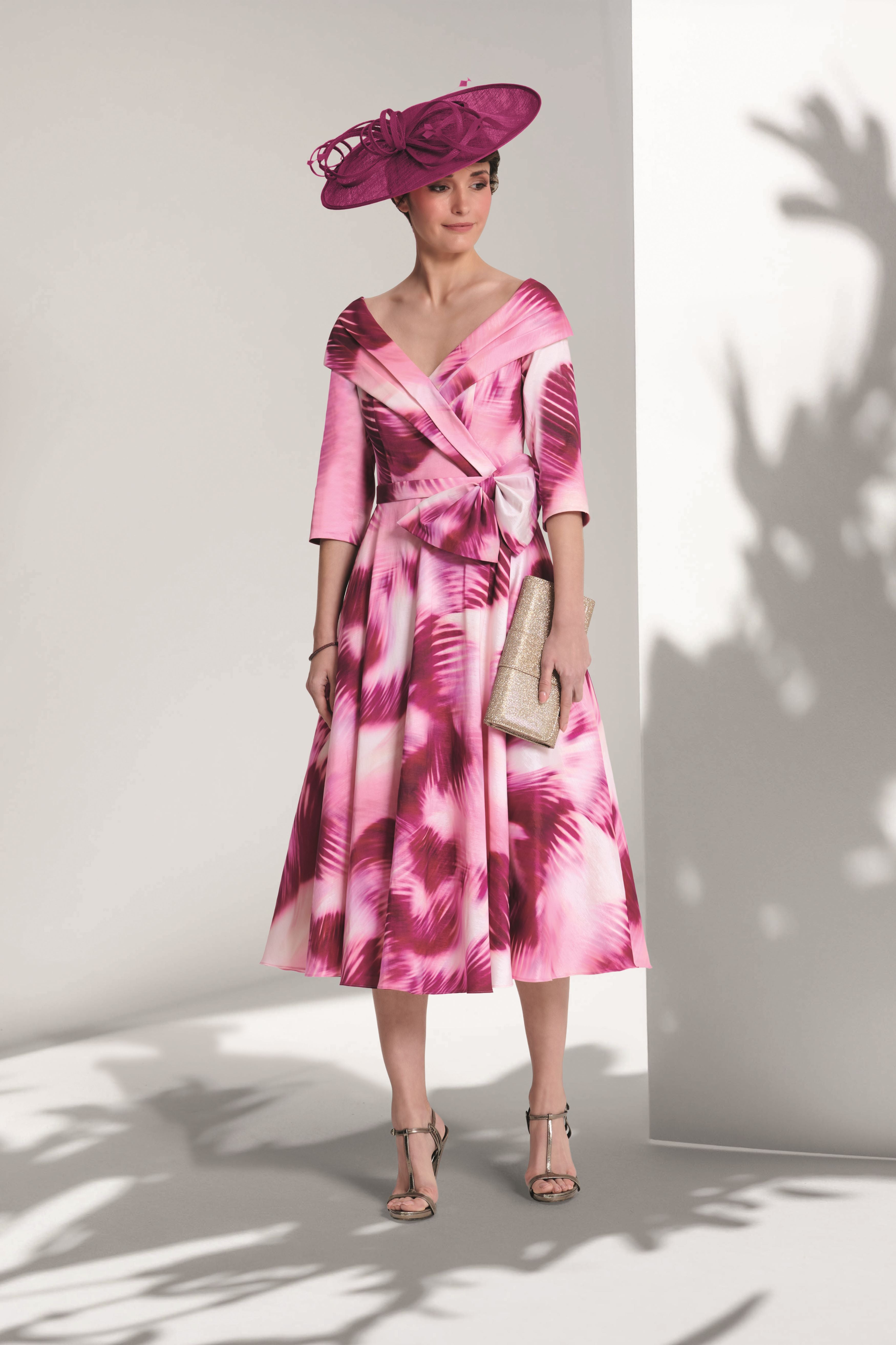 Ispirato A-Line Dress in Brushstroke/Mulberry