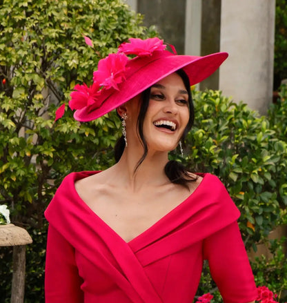 Picture Perfect Fascinator with Cascade of Coque Feathers in Crimson
