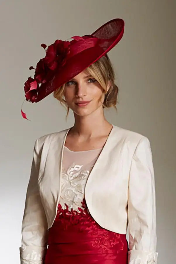 Ispirato Two-Tone Taffeta Occasion Dress with Jacket in Misty Pearl and Maraschino