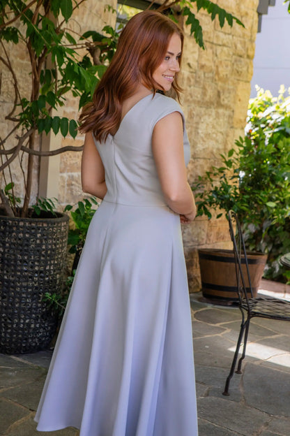 Woman in silver dress