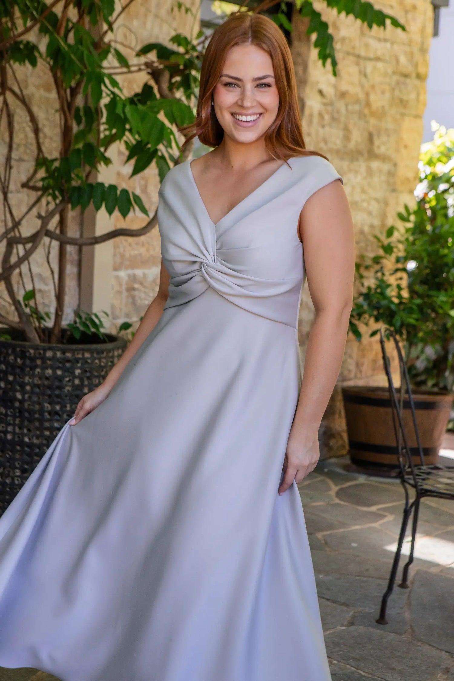 Woman in silver dress