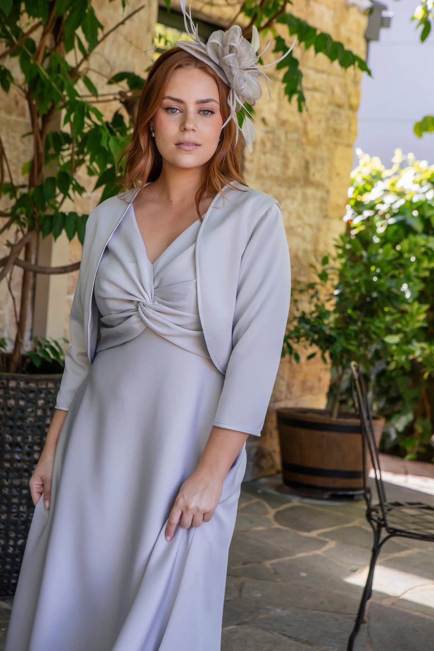 Woman in silver dress