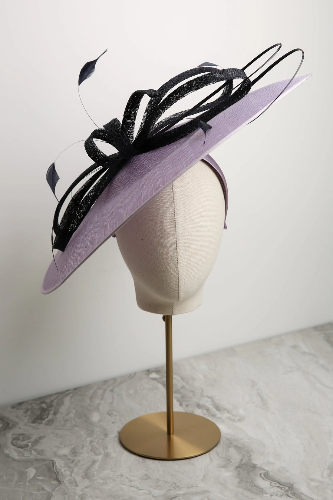 Large Disc Fascinator by Ispirato in Viola and Navy