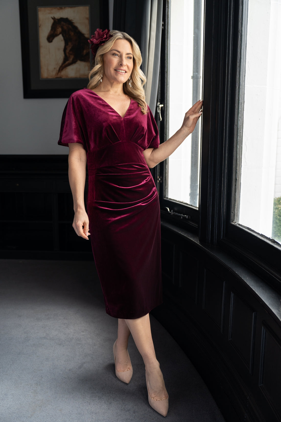 Richard Designs Cathy Dress in Damson Velvet
