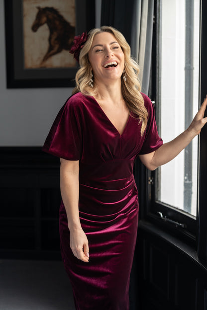 Richard Designs Cathy Dress in Damson Velvet
