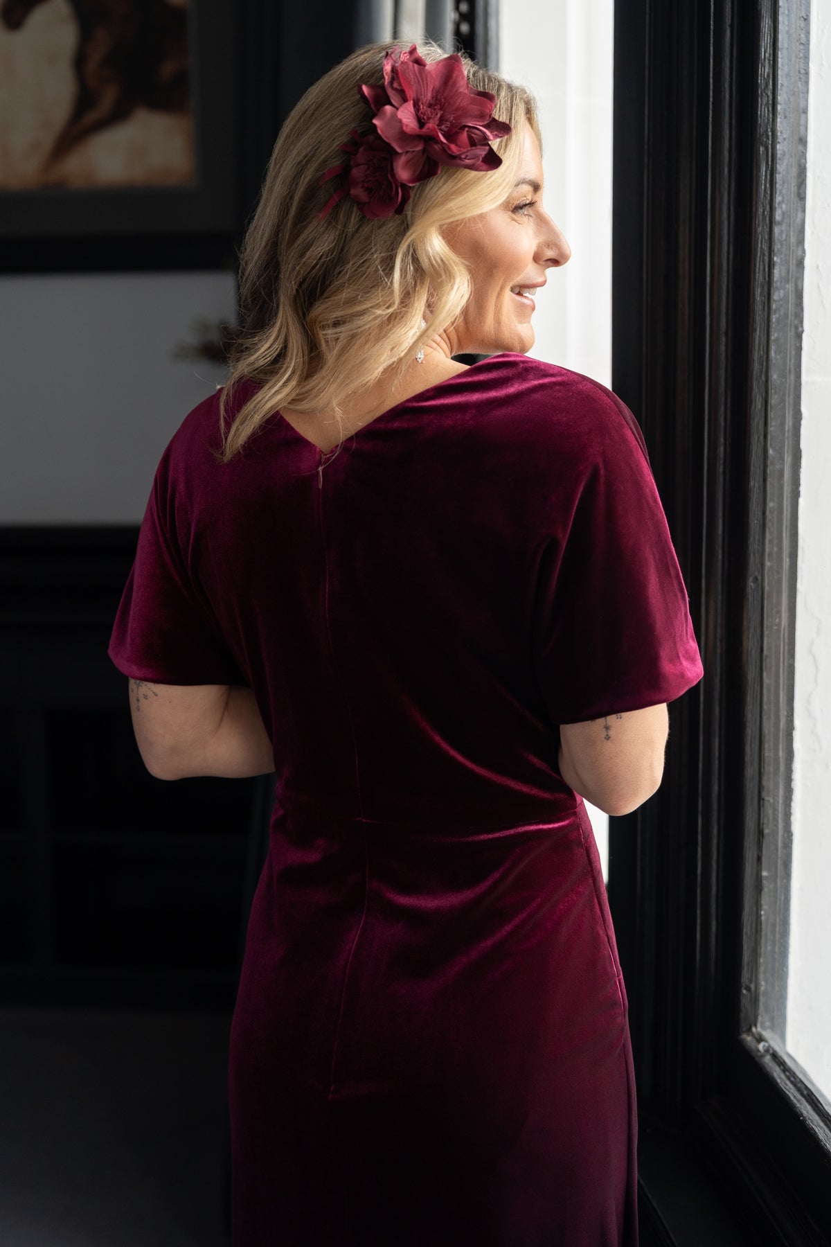 Richard Designs Cathy Dress in Damson Velvet