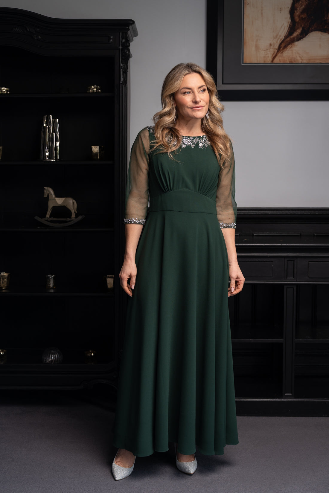 Richard Designs Caprina Dress in Hunter Green