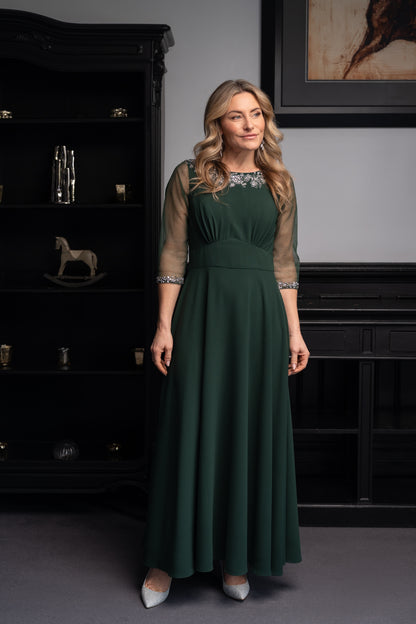 Richard Designs Caprina Dress in Hunter Green