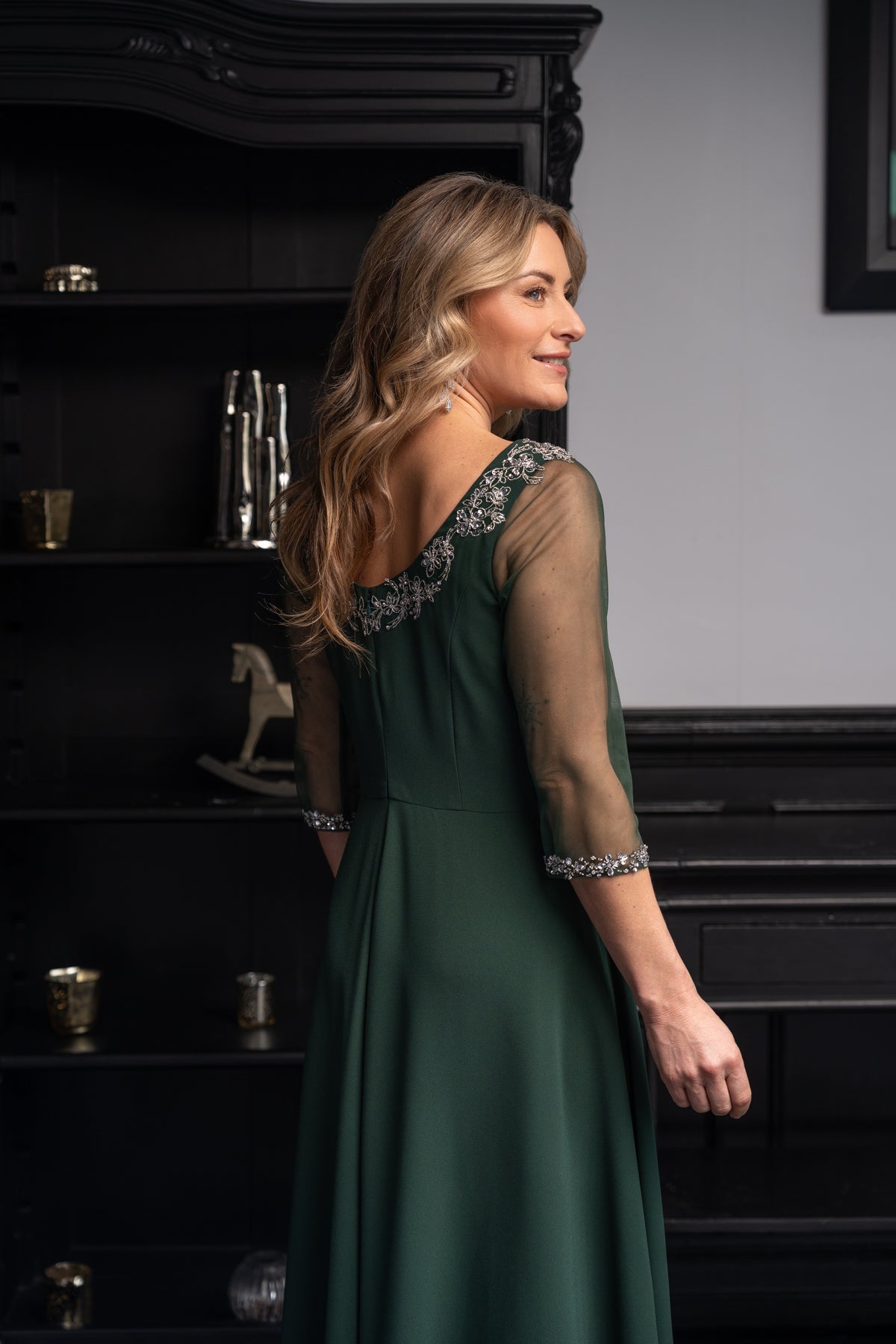 Richard Designs Caprina Dress in Hunter Green