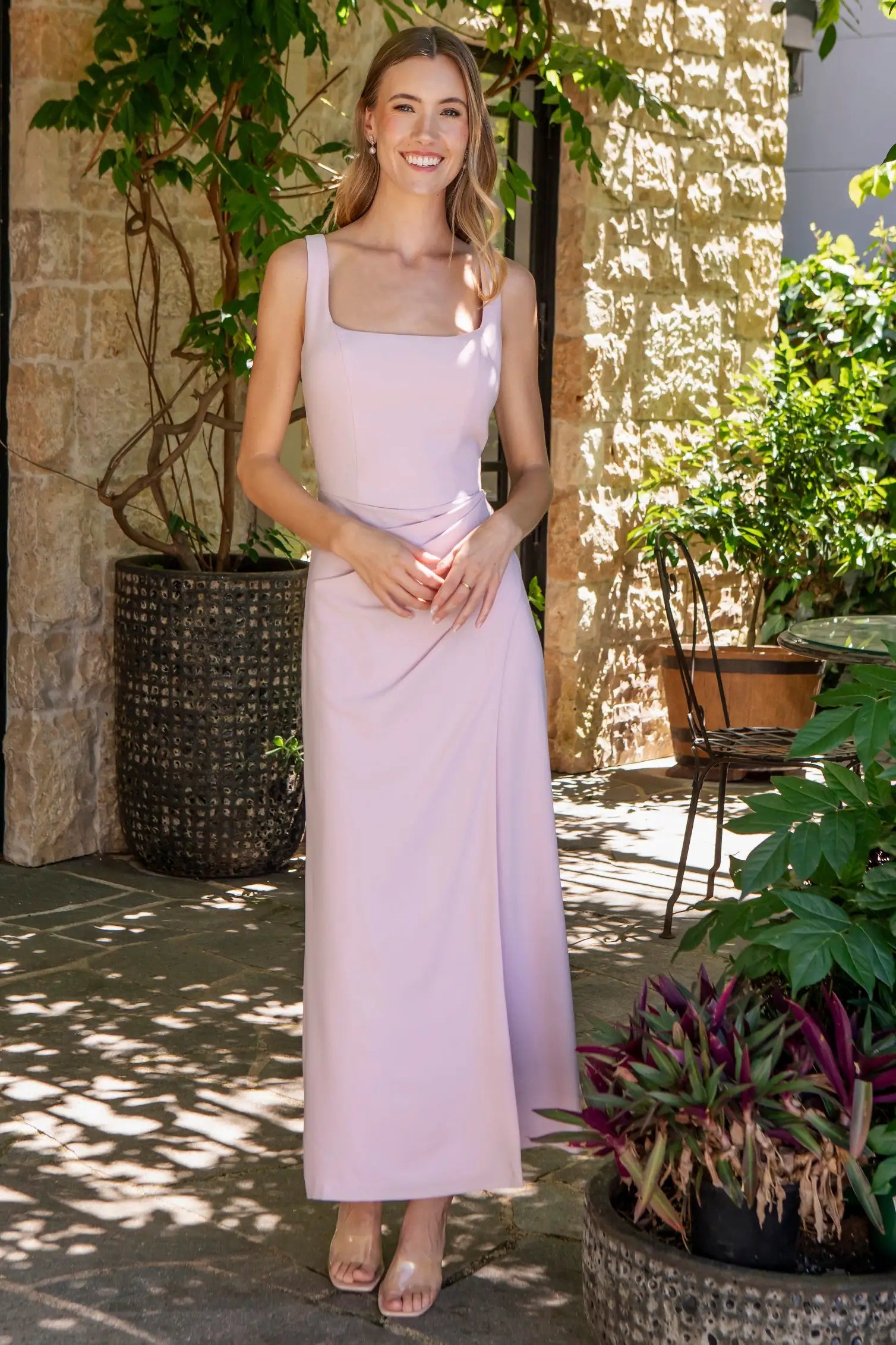 Rachel Full Length Dress in Blush Pink