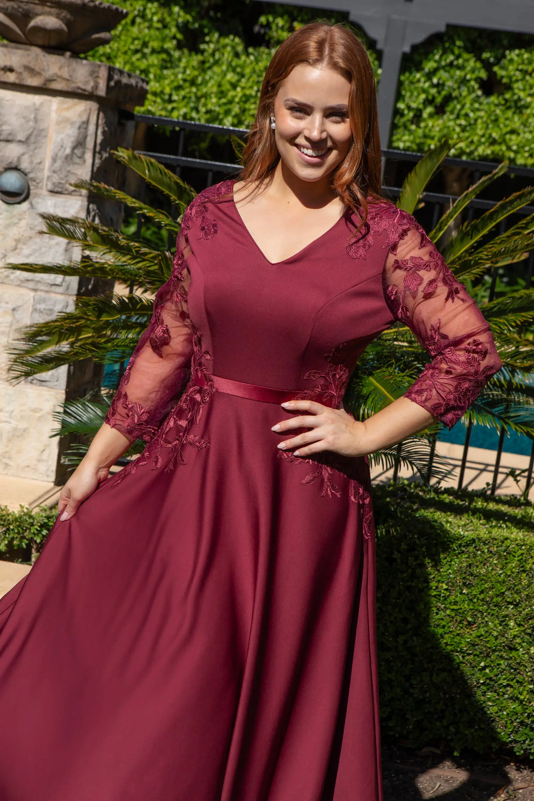 Selita Stretch Jersey Special Occasion Dress in Ruby Red