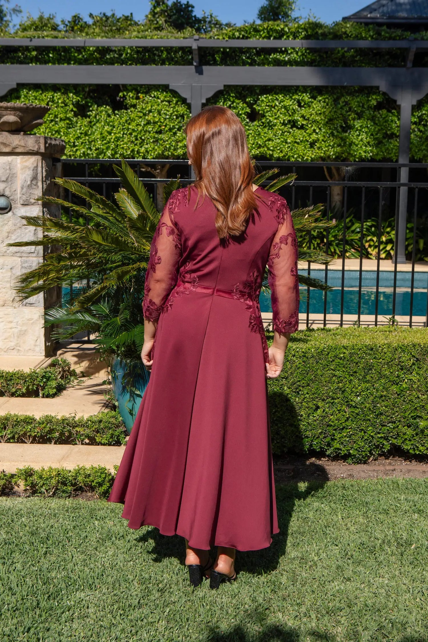Selita Stretch Jersey Special Occasion Dress in Ruby Red