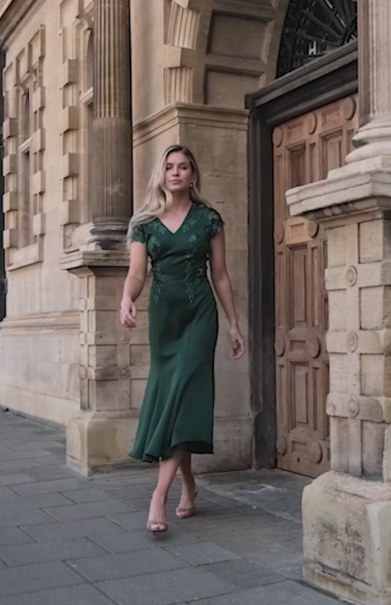 Naomi Fit and Flare Special Occasion Dress in Juniper Green – Aureva